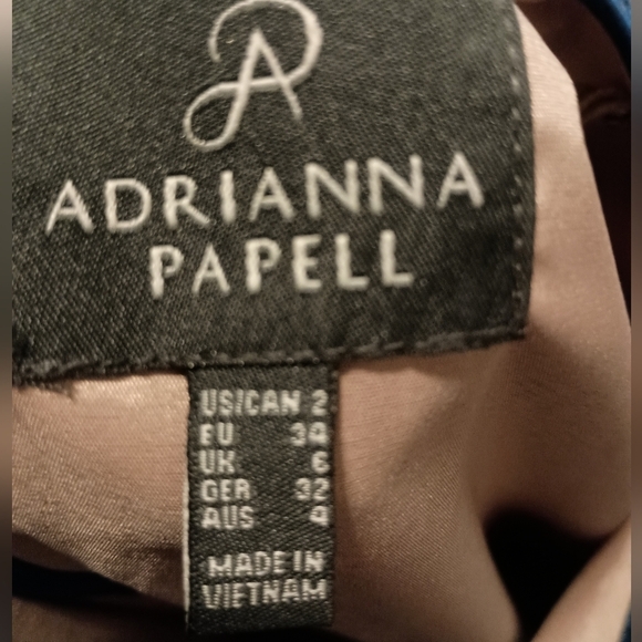 ADRIANNA PAPELL Dark Romantic Blue Lace Dress Burnout Floral Details(#1,031) - Picture 2 of 9